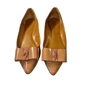 Vintage J Crew 'Emery' Pointed Toe Glossy Patent Leather Flats Bow Detail 7.5